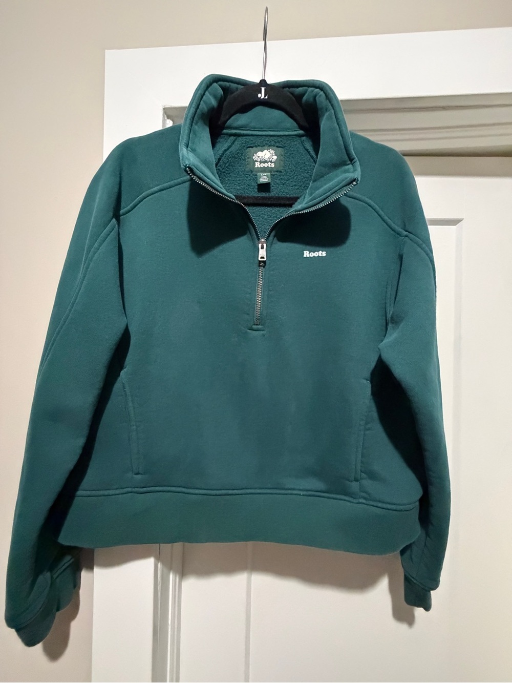 Roots Women’s Green Quarter-Zip Fleece Pullover